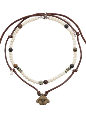 黑白虎眼串珠狗狗项链