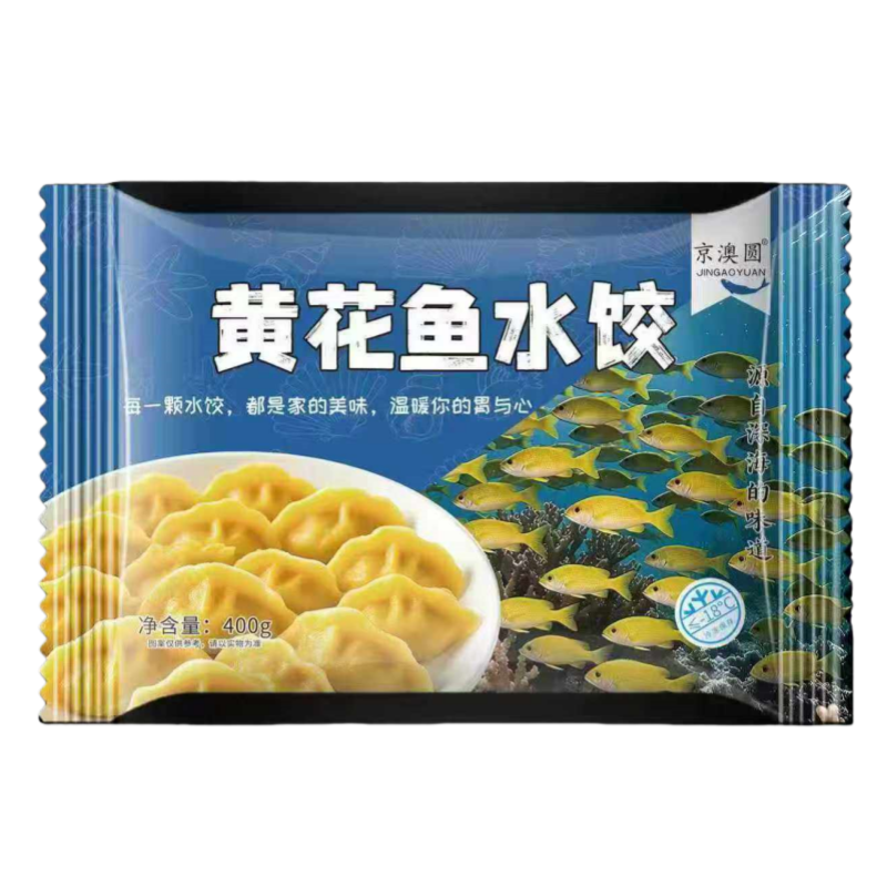 黄花鱼鲅鱼槐花蒲公英水饺荤素搭配手工制作馅大饱满400g/袋