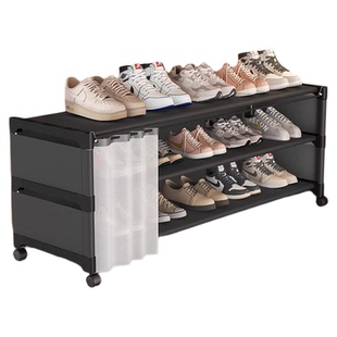 鞋架子宿舍家用卧室床底收纳置物架防尘桌下多层移动小型简易鞋柜