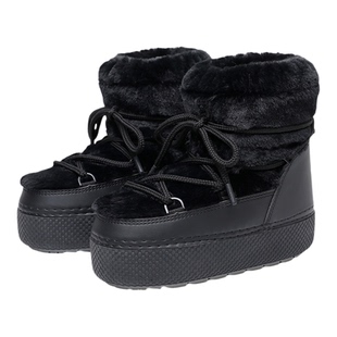 冬季新款月亮靴女毛毛短筒基本款厚底女士月球鞋保暖防滑太空短靴