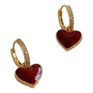 精致小巧红白母贝爱心耳扣耳环女新爆款轻奢高级感耳钉气质耳饰品