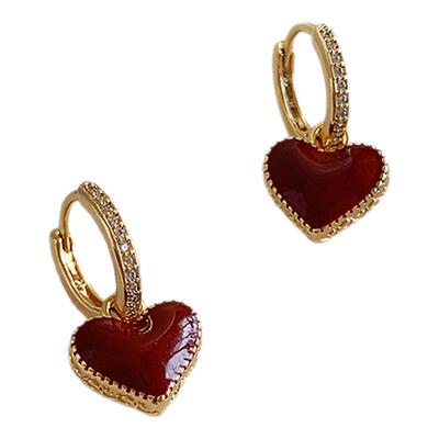 新款红白母贝爱心耳坠新年耳环女