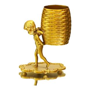 美式复古天使背篓黄铜收纳摆件 小刀叉收纳棉签牙签收纳轻奢装饰