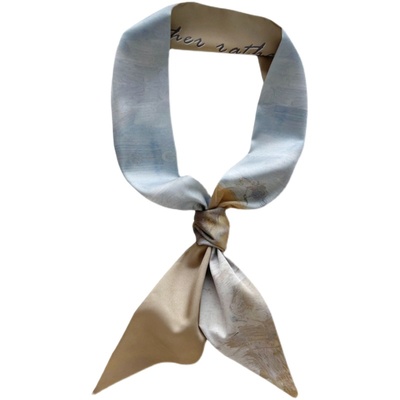 莫奈睡莲油画丝巾艺术感绑包发带