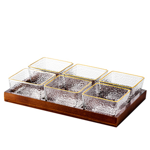 水果盘家用干果盘轻奢高档茶点盘玻璃坚果盘客厅茶几零食收纳盒子