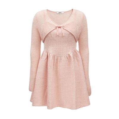 oq区绫致ONLY25春夏新甜美风气质V领短款长袖套装连衣裙女时尚