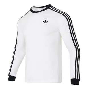 Adidas阿迪达斯官方三叶草白T卫衣女款26春季新款T恤上衣长袖卫衣