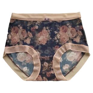 彩田花仙子内裤女21763网纱蕾丝边印花透气性感奢华速干抗菌平脚