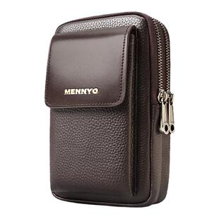 MENNYO手机包男包真皮牛皮单肩包手机套壳穿皮带腰包迷你小斜挎包
