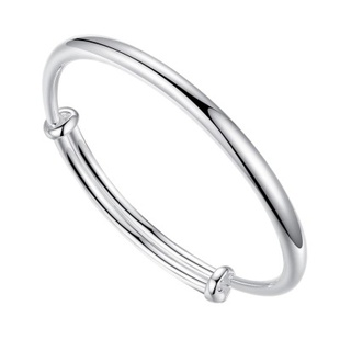 新款香港正生银饰光圈手镯999足银推拉环宝宝满月周岁儿童节礼物