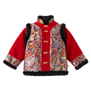 儿童拜冬年服男童冬装唐装新年喜庆风新中式国风年服女童过年套装