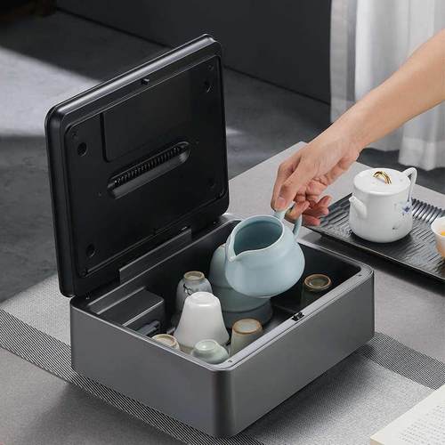 福也茶具消毒盒台式迷你下型消毒柜家用茶杯消毒器烘干滤水收纳盒