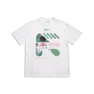 SUBTREND新款夏季小熊印花潮牌白色短袖T恤男女情侣款索罗娜凉感
