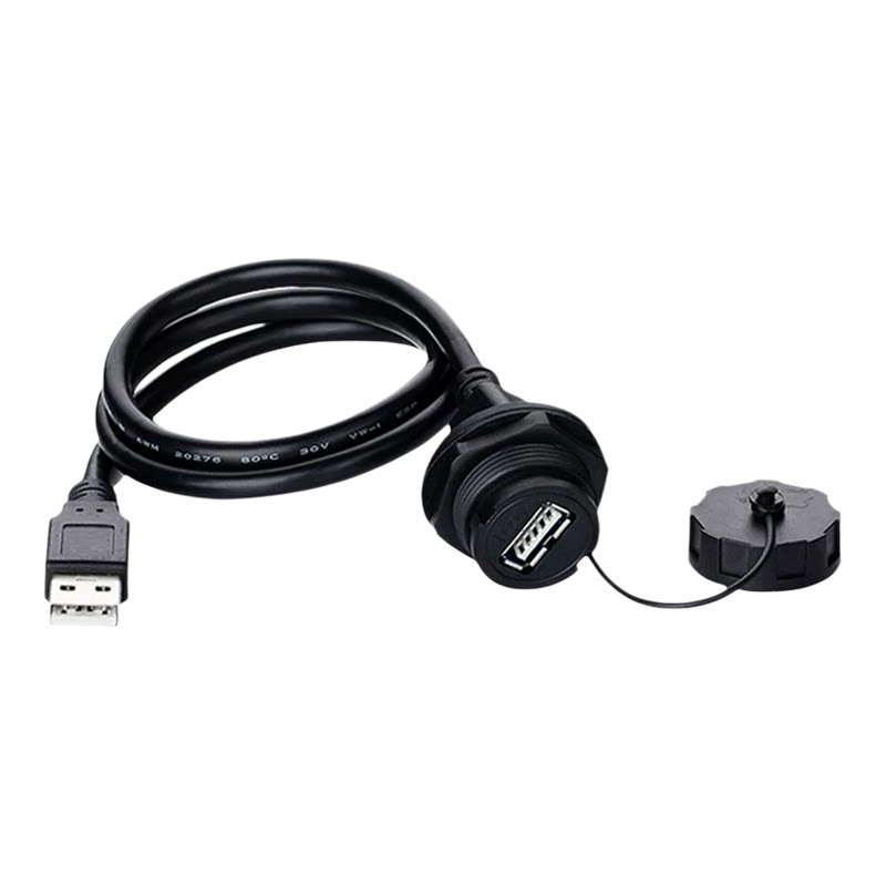 凌科USB2.0防水插头插座面板安装双网口公母座工业可延长连接线