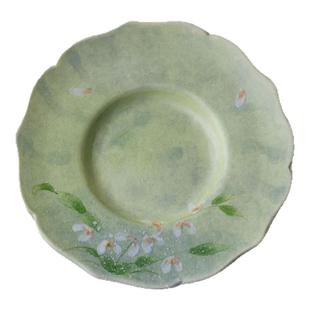 里作精致粉彩手绘文心兰花口杯垫高端简约小清新茶杯杯托茶道配件