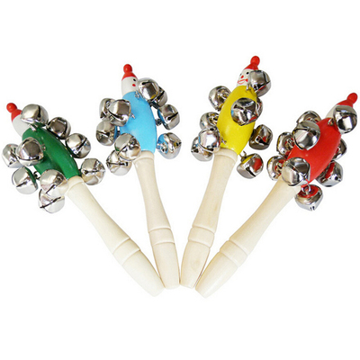 Wooden Musical Shaking Handbell Rattle Sound Toy for Baby