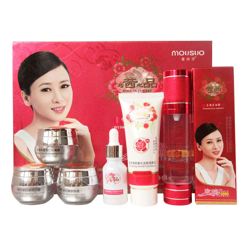 茜品五合一+细肤水植物玫瑰精油补水保湿化妆品巧茜之品六件套装