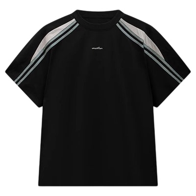 UMAMIISM有茂密声 复古防晒吸湿排汗抗菌拼接圆领撞色运动短袖T恤