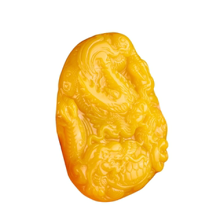 天然黄龙玉瑞兽祥龙手把件和田玉黄玉玉龙平安挂件把玩件