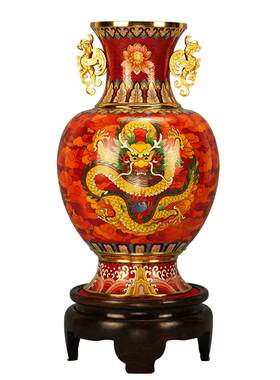 景泰蓝《龙凤尊》花瓶摆件