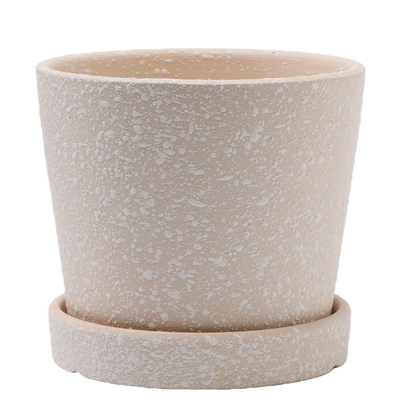 陶泥浆粗面素烧黄陶土花盆带托盘