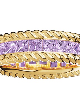 [春季新品]APM Monaco金黄色Lavande Torsade密镶戒指淡紫色简约