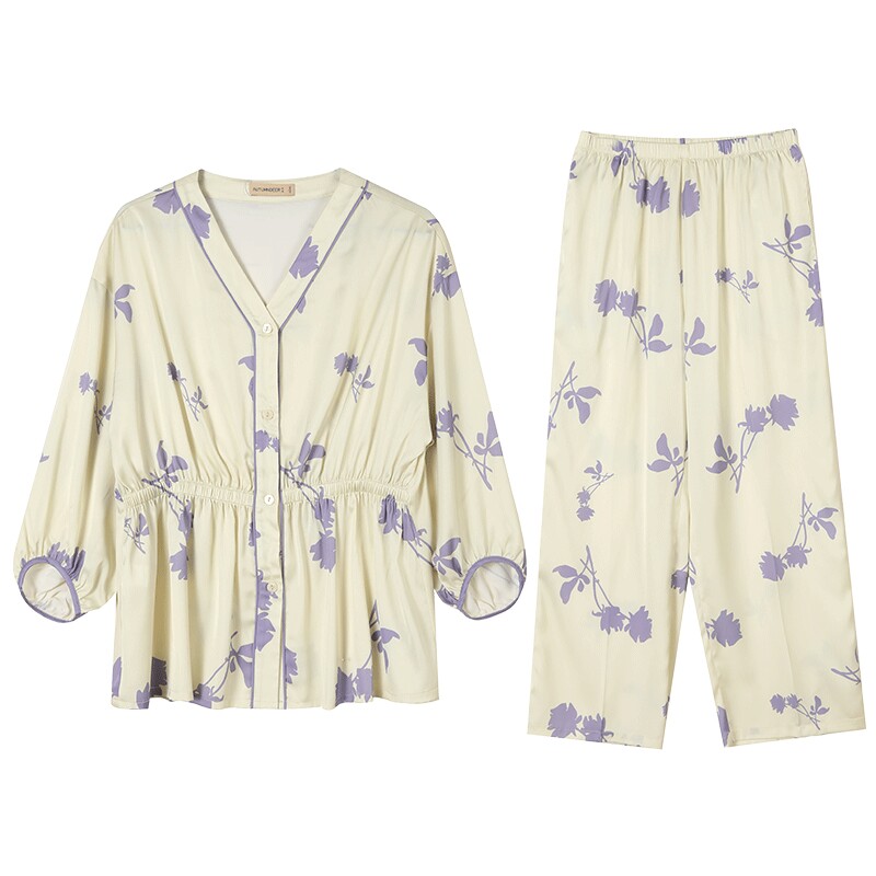 仿真丝家居服秋鹿可外穿女