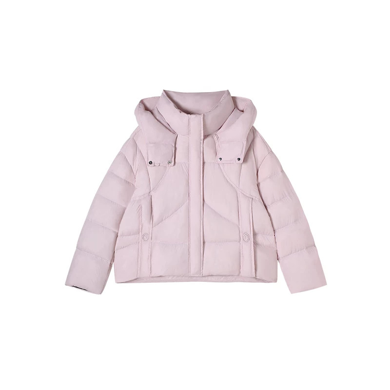 MSHR女短款加厚显瘦连帽羽绒服