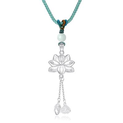 周大生足银水出芙蓉莲花项链