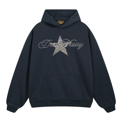 Drew美式潮牌豹纹星星连帽卫衣男女宽松学院风情侣装慵懒风上衣