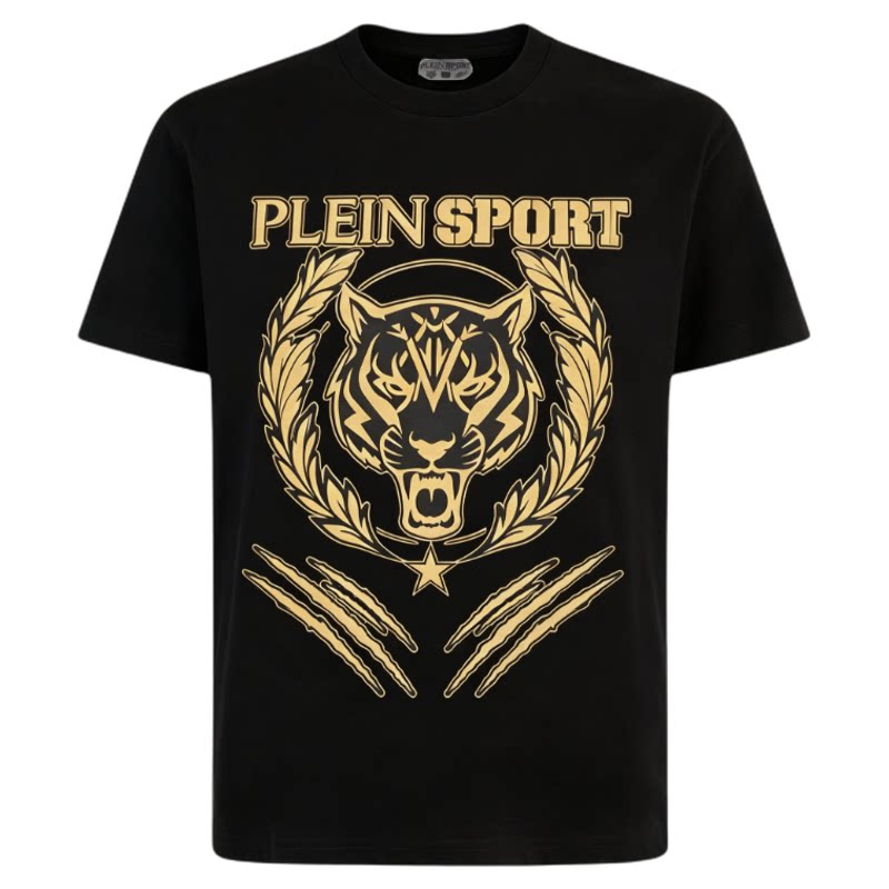 PLEIN SPORT2026年夏季男士运动休闲圆领短袖上衣虎头印花T恤