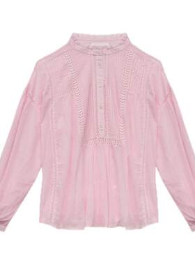 MARANT ETOILE DISIA法式荷叶边棉质薄纱蕾丝衬衫女