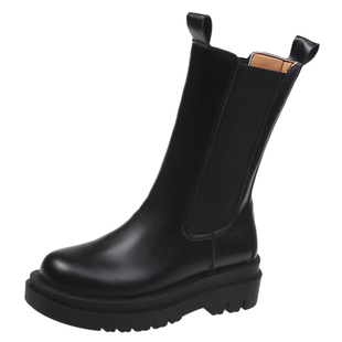 烟管马丁靴女鞋子2026春秋新款时尚百搭中筒靴厚底短靴女款单靴子