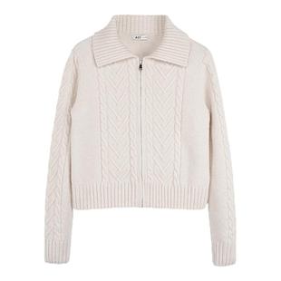 A21女装毛织外套2025新品慵懒风秋季麻花宽松毛衣针织开衫毛衫