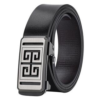 袋鼠皮带男款潮流男士真皮无牙自动扣裤带商务休闲纯牛皮平滑扣潮