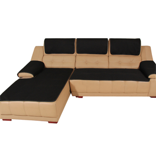 通用黑色皮沙发垫防滑办公室坐垫四季简约现代客厅三人位组合商务