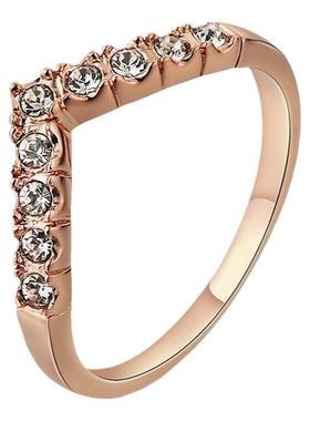 仲夏之晶网红个性V字排钻戒指女