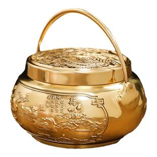 黄铜香薰炉龙凤呈祥手提炉檀香炉暖手炉家用室内结婚火铳香道怀炉