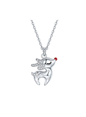 周六福小鹿项链女驯鹿童话链坠S925银轻奢小众圣诞礼物送女友