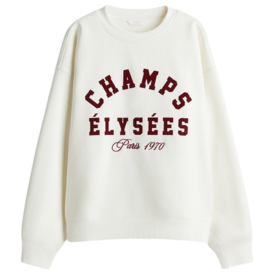 【博主推荐】HM女装卫衣春鬼马少女美式慵懒风印花套头衫1267555