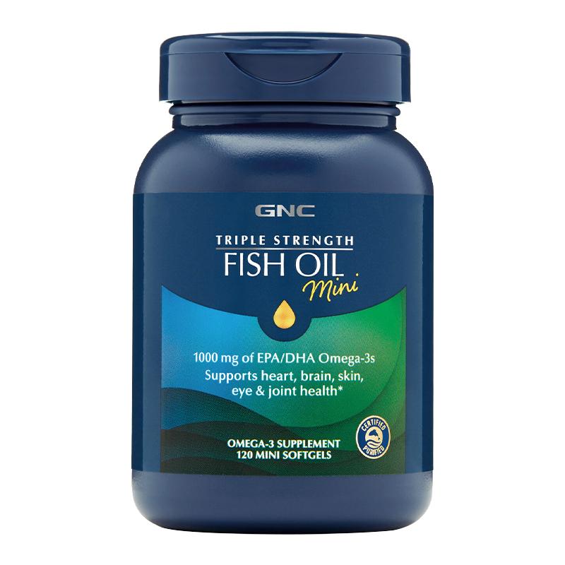 gnc美国进口深海鱼鱼油软胶囊omega3健身dha成人欧米茄补脑120粒