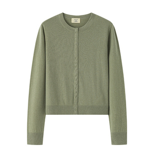 JCLP金纯良品2025秋冬新款纯色针织开衫女山羊绒圆领叠穿毛衣上衣