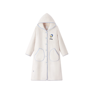 史努比珊瑚绒冬季睡袍女款长袍加绒加厚睡衣浴袍冬天可爱长款秋冬