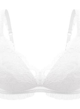 【叛逆新娘-白山茶】遐白色纯欲法式蕾丝内衣女夏无钢圈小胸文胸