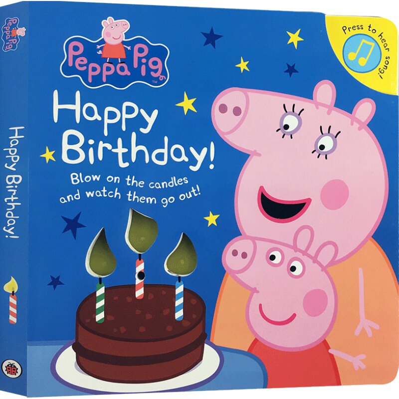 英文原版发声书Peppa Pig:Happy Birthday!粉红猪小妹小猪佩奇生日快乐亲子互动阅读早教宝宝学习英语启蒙认知mummy pig佩佩猪