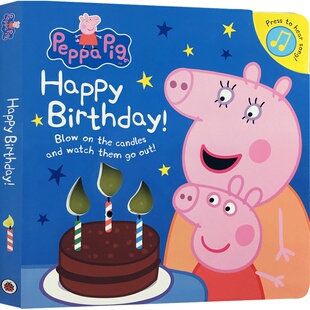 英文原版发声书Peppa Pig:Happy Birthday!粉红猪小妹小猪佩奇生日快乐亲子互动阅读早教宝宝学习英语启蒙认知mummy pig佩佩猪