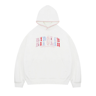 BIPOLAR碎花贴布连帽卫衣美式情侣重磅国潮牌刺绣长袖外套男女款