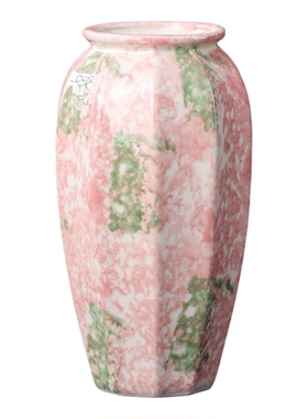 樱花粉色陶瓷花瓶油画莫奈系竖纹装饰摆件高级感家居饰品水培花器