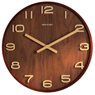 现代简约挂钟胡桃实木客厅装饰挂墙上高端大气2025新款挂表时钟表