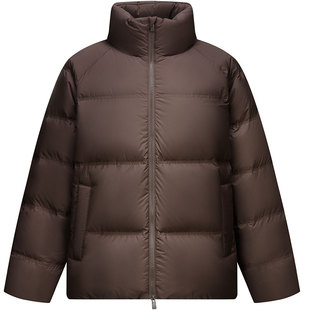 森马羽绒服男2025冬季新款加厚短款外套男士三防棕色立领面包服潮